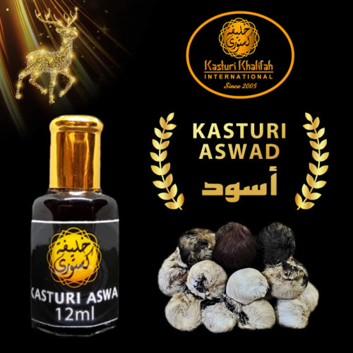 Kasturi Kijang Aswad Tulen 12ml Genuine Musk Deer Hitam