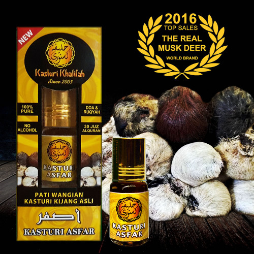 Kasturi Kijang Asfar 3.5ml Tulen Genuine Musk Deer Kuning Asli Original