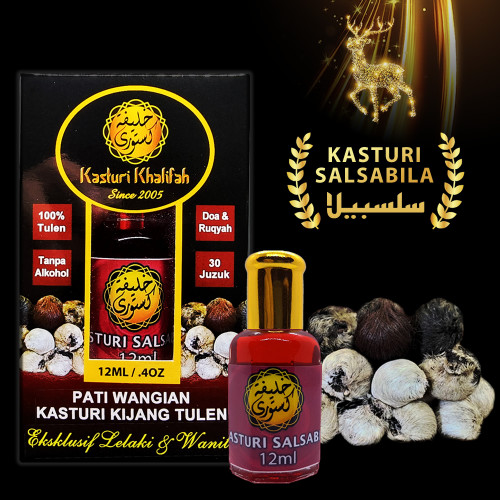 Kasturi Kijang Salsabila Tulen 12ml Genuine Musk Deer Merah Delima