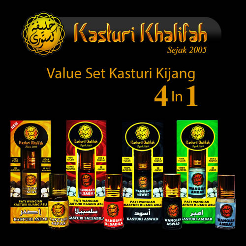 Set Value Pack Kasturi Kijang Tulen 4 in 1 Genuine Musk Deer, Asfar, Aswad. Ambar, Salsabila